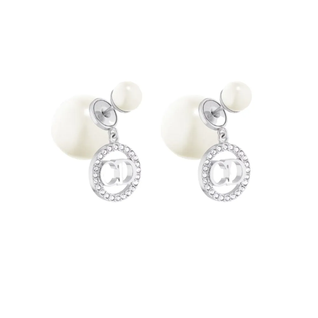 Tribales Silver Tone White Pearls Earrings