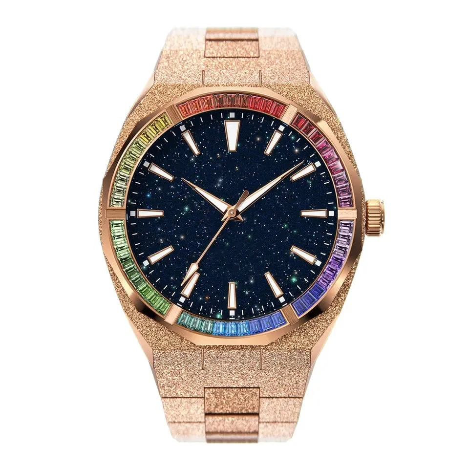 VVS Jewelry Frosted Stardust Rainbow Dial Watch