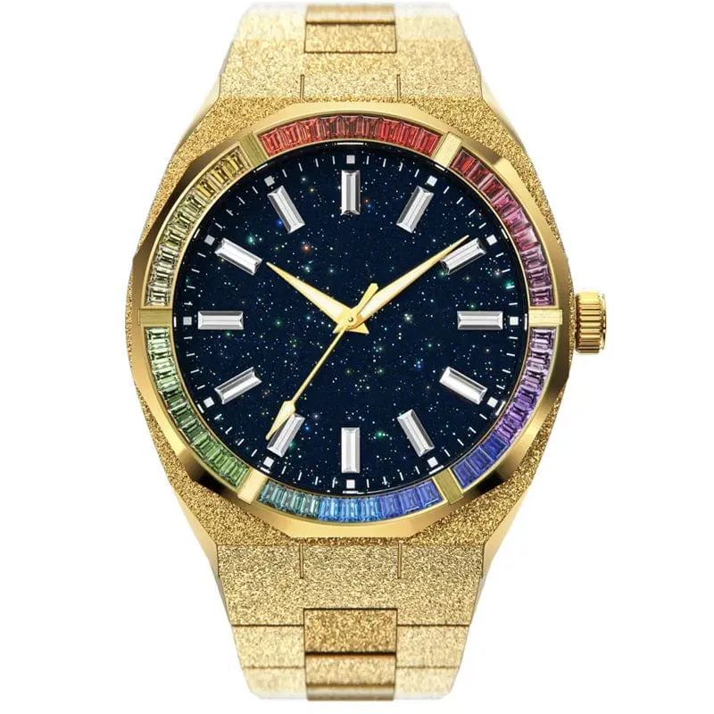 VVS Jewelry Frosted Stardust Rainbow Dial Watch