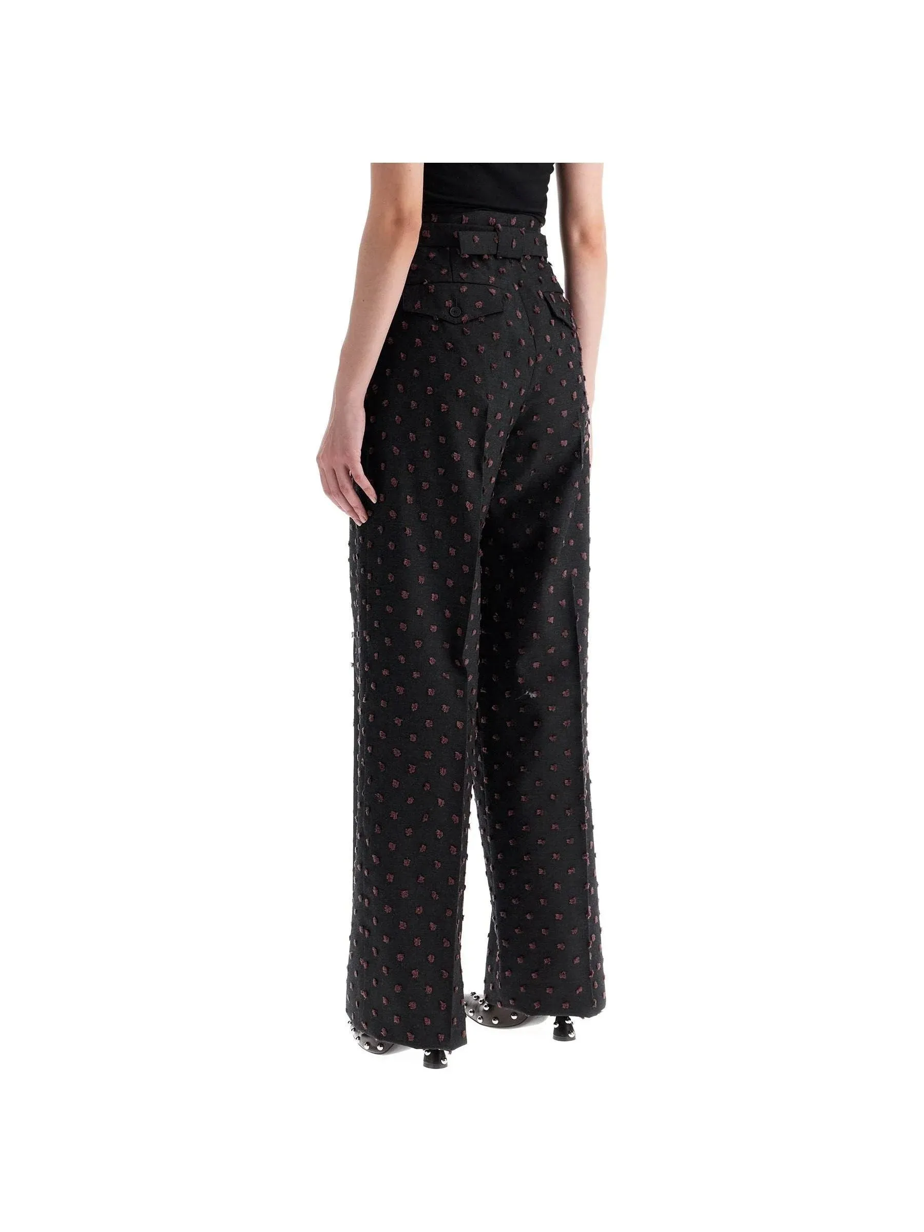 Wide Plumetis Cotton Trousers