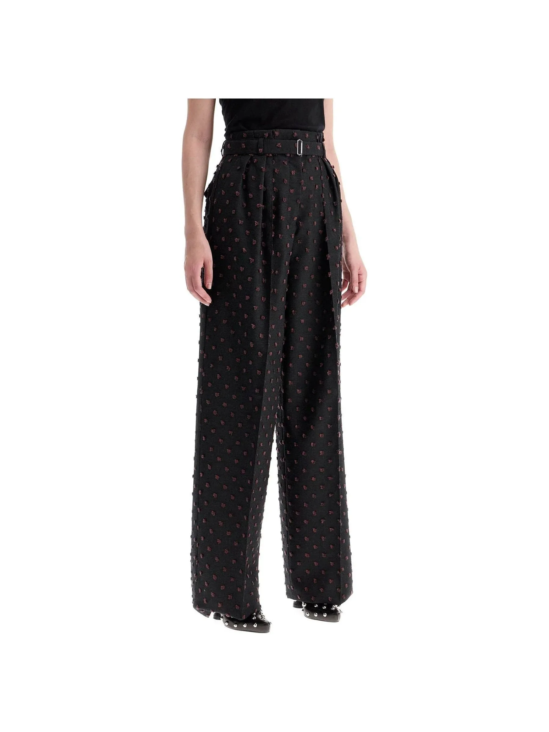 Wide Plumetis Cotton Trousers