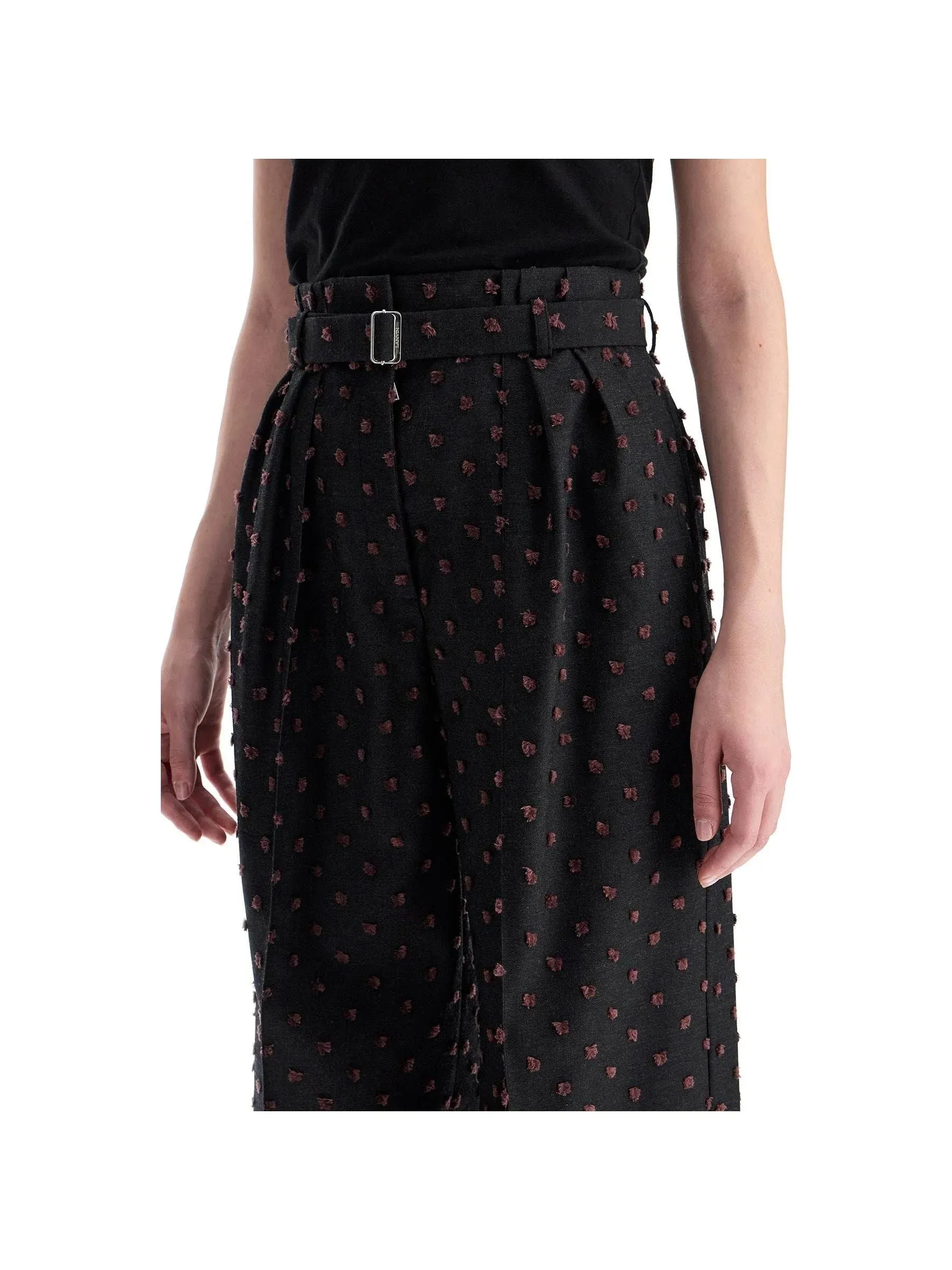 Wide Plumetis Cotton Trousers