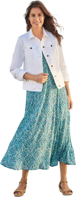 Woman Within Plus Size Stretch Denim Jacket Cropped Jean Jacket