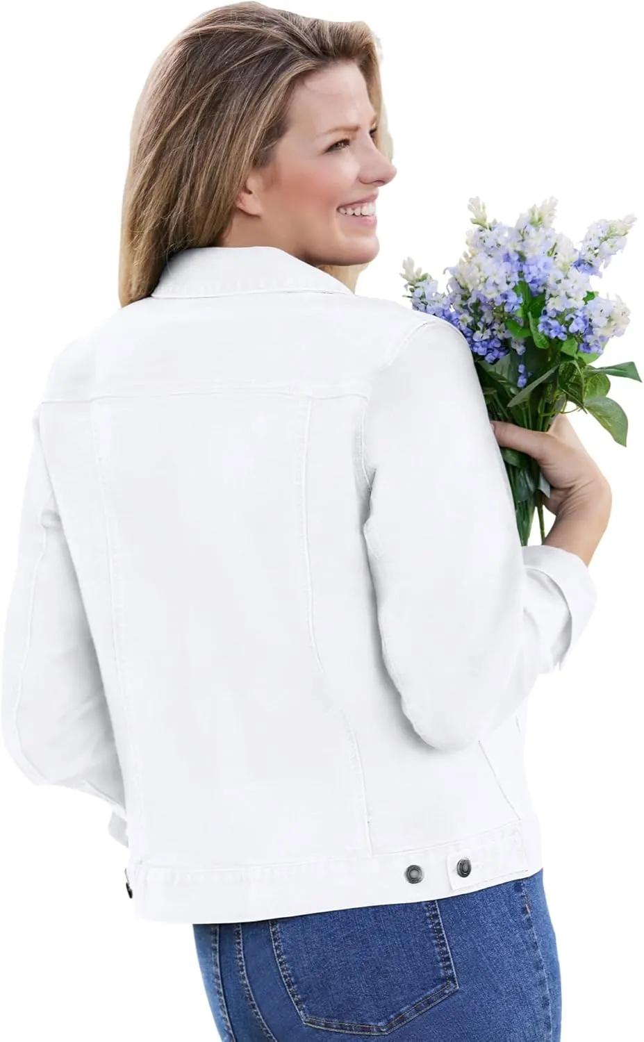Woman Within Plus Size Stretch Denim Jacket Cropped Jean Jacket