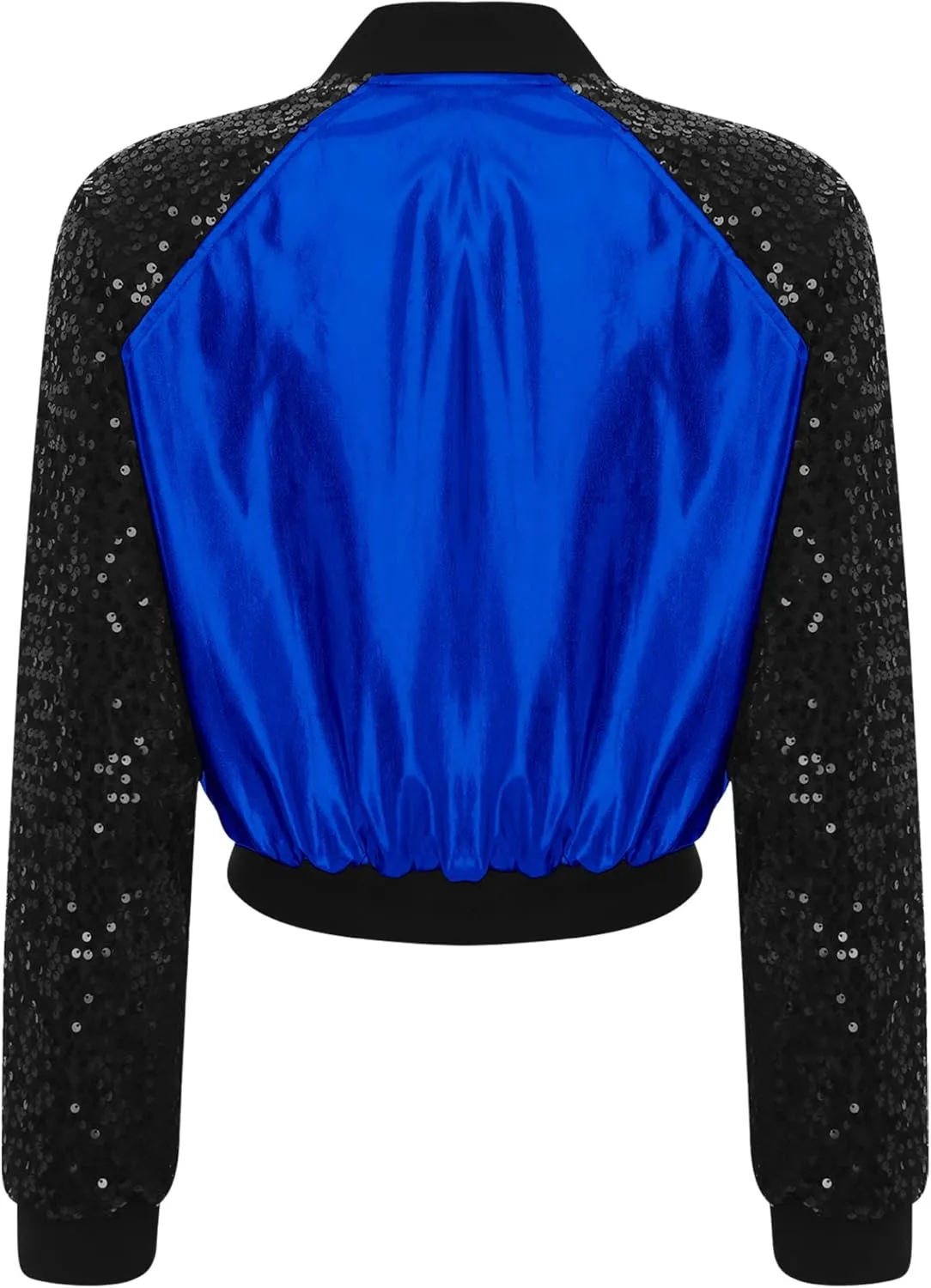 Women Shiny Metallic Bomber Jacket Holographic Glitter Zipper Jackets Coat Rave Party Outerwear