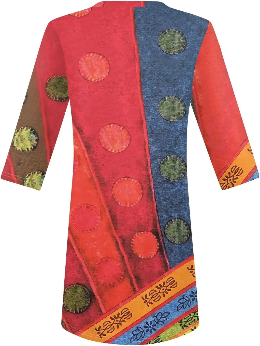 Womens Tunics To Wear With Leggings Summer 3/4 Length Sleeve V Neck Tshirts With Pockets Long Blouses Dressy Casual